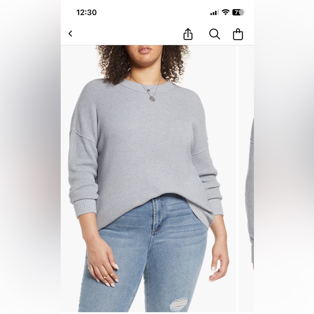 Treasure and Bond Thermal Stitch Women’s Gray Pullover Sweater